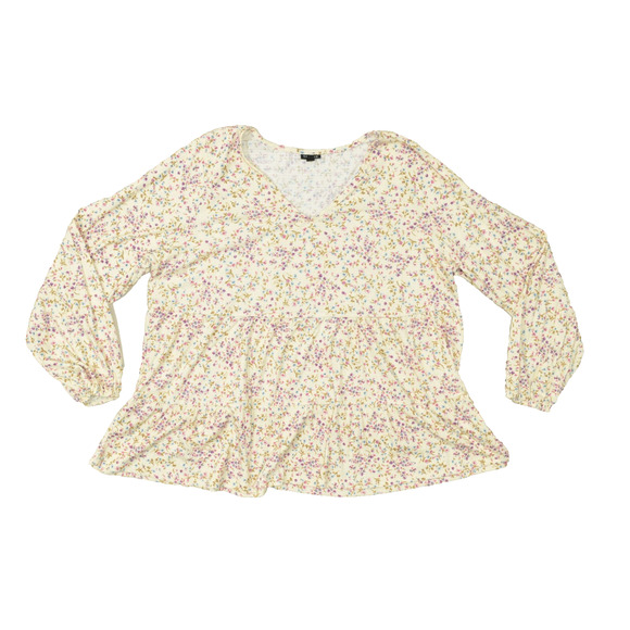 Torrid Plus Size 3 Floral Long Sleeve Peplum Top V-Neck Waffle Knit Long Sleeve - Picture 1 of 8